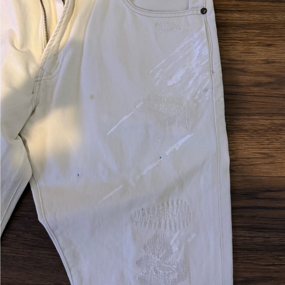 Ralph Lauren Men's Off-White Jeans faded paint stained - Picture 4 of 7